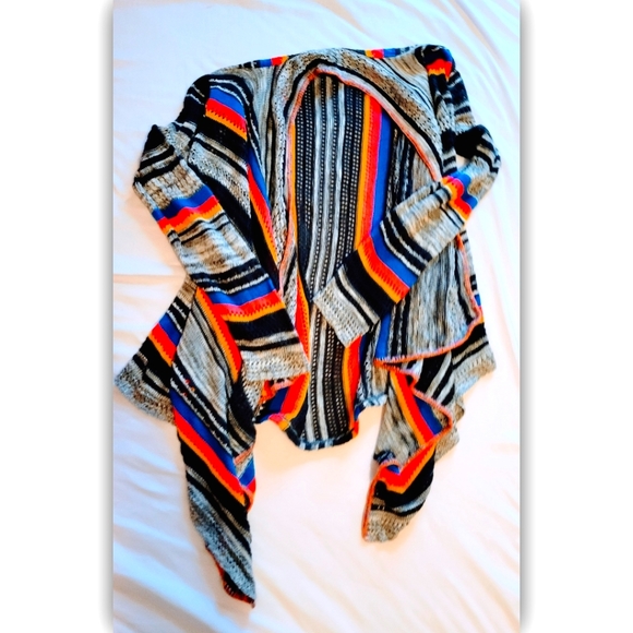 art class Other - Beautiful colorful cardigan knit crochet wrap sweater Made in USA